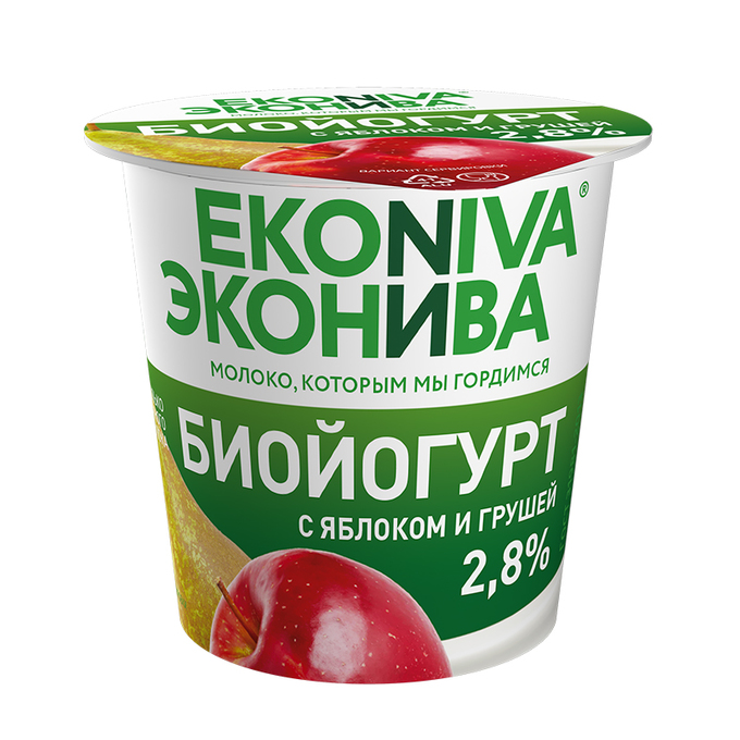 Биойогурт Эконива яблоко/груша 2,8% пл/ст 125г